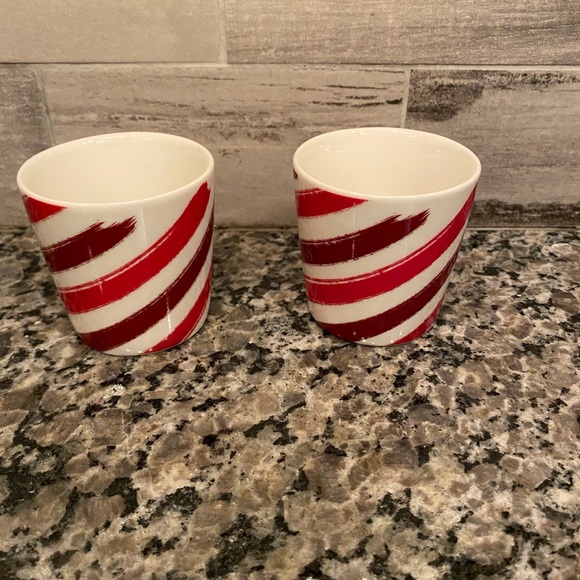 2 Starbucks 3 Oz Ceramic Coffee Espresso Mug 2014 Candy Cane Christmas